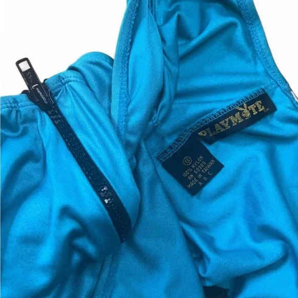 Vintage blue/aqua playboy playmate 1 piece swimsuit size small.